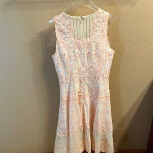 Jonathan Simkhai Pink Lace Cotton A-Line Dress Size 4 Small Pink White